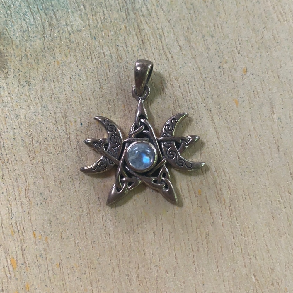 Moonstone Sterling Silver Pendant Pagan